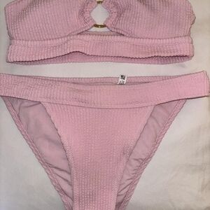 Aerie Pink Textured Bikini Set